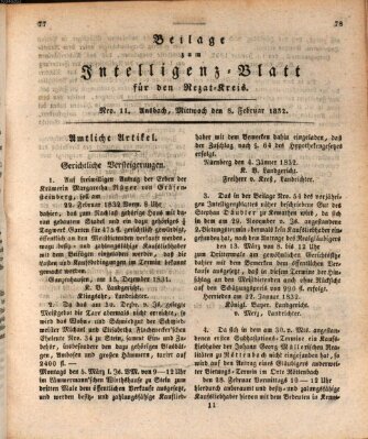 Königlich Bayerisches Intelligenzblatt für den Rezat-Kreis (Ansbacher Intelligenz-Zeitung) Mittwoch 8. Februar 1832