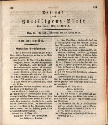 Königlich Bayerisches Intelligenzblatt für den Rezat-Kreis (Ansbacher Intelligenz-Zeitung) Mittwoch 28. März 1832