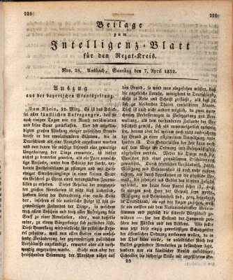 Königlich Bayerisches Intelligenzblatt für den Rezat-Kreis (Ansbacher Intelligenz-Zeitung) Samstag 7. April 1832