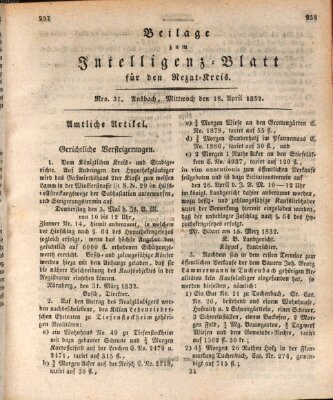 Königlich Bayerisches Intelligenzblatt für den Rezat-Kreis (Ansbacher Intelligenz-Zeitung) Mittwoch 18. April 1832