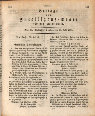 Königlich Bayerisches Intelligenzblatt für den Rezat-Kreis (Ansbacher Intelligenz-Zeitung) Samstag 28. Juli 1832