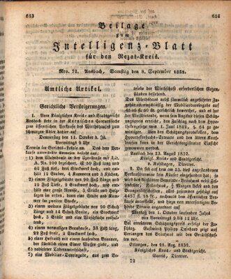 Königlich Bayerisches Intelligenzblatt für den Rezat-Kreis (Ansbacher Intelligenz-Zeitung) Samstag 8. September 1832