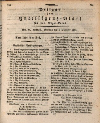 Königlich Bayerisches Intelligenzblatt für den Rezat-Kreis (Ansbacher Intelligenz-Zeitung) Mittwoch 5. Dezember 1832