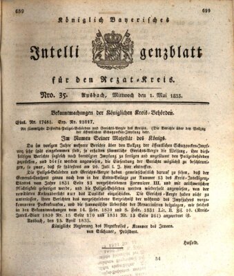 Königlich Bayerisches Intelligenzblatt für den Rezat-Kreis (Ansbacher Intelligenz-Zeitung) Montag 1. April 1833