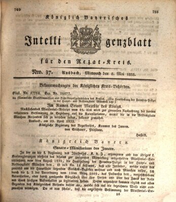 Königlich Bayerisches Intelligenzblatt für den Rezat-Kreis (Ansbacher Intelligenz-Zeitung) Mittwoch 8. Mai 1833