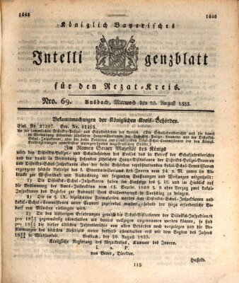 Königlich Bayerisches Intelligenzblatt für den Rezat-Kreis (Ansbacher Intelligenz-Zeitung) Mittwoch 28. August 1833