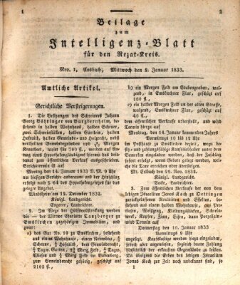 Königlich Bayerisches Intelligenzblatt für den Rezat-Kreis (Ansbacher Intelligenz-Zeitung) Mittwoch 2. Januar 1833