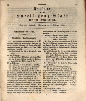 Königlich Bayerisches Intelligenzblatt für den Rezat-Kreis (Ansbacher Intelligenz-Zeitung) Mittwoch 6. Februar 1833