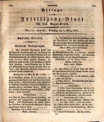 Königlich Bayerisches Intelligenzblatt für den Rezat-Kreis (Ansbacher Intelligenz-Zeitung) Samstag 2. März 1833