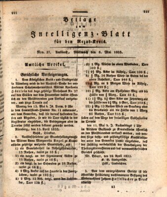 Königlich Bayerisches Intelligenzblatt für den Rezat-Kreis (Ansbacher Intelligenz-Zeitung) Mittwoch 8. Mai 1833