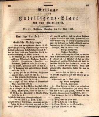 Königlich Bayerisches Intelligenzblatt für den Rezat-Kreis (Ansbacher Intelligenz-Zeitung) Samstag 25. Mai 1833