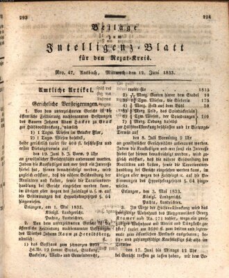 Königlich Bayerisches Intelligenzblatt für den Rezat-Kreis (Ansbacher Intelligenz-Zeitung) Mittwoch 12. Juni 1833