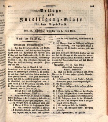 Königlich Bayerisches Intelligenzblatt für den Rezat-Kreis (Ansbacher Intelligenz-Zeitung) Samstag 6. Juli 1833