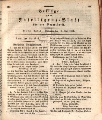 Königlich Bayerisches Intelligenzblatt für den Rezat-Kreis (Ansbacher Intelligenz-Zeitung) Mittwoch 10. Juli 1833