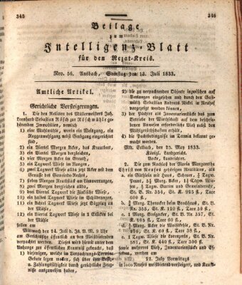 Königlich Bayerisches Intelligenzblatt für den Rezat-Kreis (Ansbacher Intelligenz-Zeitung) Samstag 13. Juli 1833