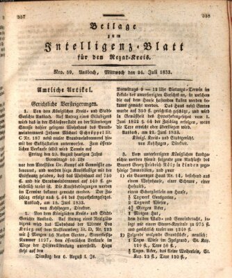 Königlich Bayerisches Intelligenzblatt für den Rezat-Kreis (Ansbacher Intelligenz-Zeitung) Mittwoch 24. Juli 1833