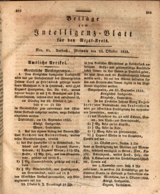 Königlich Bayerisches Intelligenzblatt für den Rezat-Kreis (Ansbacher Intelligenz-Zeitung) Mittwoch 23. Oktober 1833