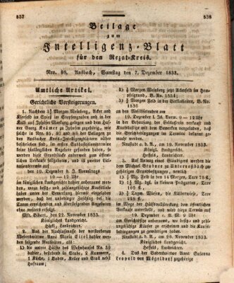 Königlich Bayerisches Intelligenzblatt für den Rezat-Kreis (Ansbacher Intelligenz-Zeitung) Samstag 7. Dezember 1833