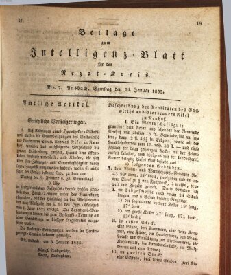 Königlich Bayerisches Intelligenzblatt für den Rezat-Kreis (Ansbacher Intelligenz-Zeitung) Samstag 24. Januar 1835