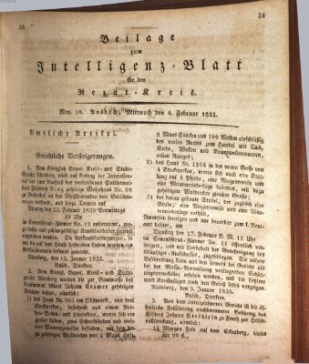 Königlich Bayerisches Intelligenzblatt für den Rezat-Kreis (Ansbacher Intelligenz-Zeitung) Mittwoch 4. Februar 1835