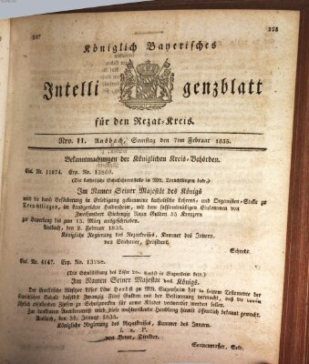 Königlich Bayerisches Intelligenzblatt für den Rezat-Kreis (Ansbacher Intelligenz-Zeitung) Samstag 7. Februar 1835