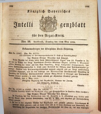 Königlich Bayerisches Intelligenzblatt für den Rezat-Kreis (Ansbacher Intelligenz-Zeitung) Samstag 16. Mai 1835