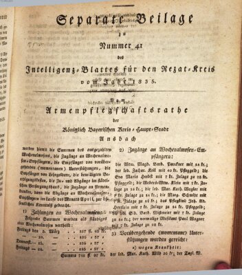 Königlich Bayerisches Intelligenzblatt für den Rezat-Kreis (Ansbacher Intelligenz-Zeitung) Samstag 23. Mai 1835