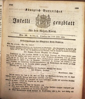 Königlich Bayerisches Intelligenzblatt für den Rezat-Kreis (Ansbacher Intelligenz-Zeitung) Samstag 25. Juli 1835