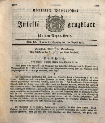 Königlich Bayerisches Intelligenzblatt für den Rezat-Kreis (Ansbacher Intelligenz-Zeitung) Samstag 1. August 1835