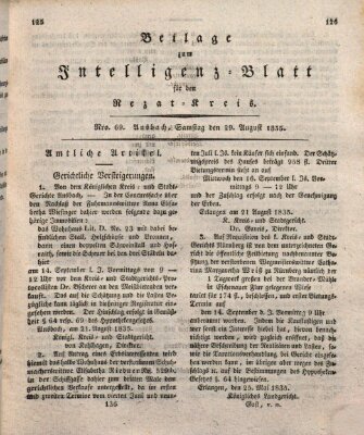 Königlich Bayerisches Intelligenzblatt für den Rezat-Kreis (Ansbacher Intelligenz-Zeitung) Samstag 29. August 1835