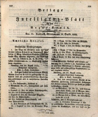 Königlich Bayerisches Intelligenzblatt für den Rezat-Kreis (Ansbacher Intelligenz-Zeitung) Mittwoch 30. September 1835