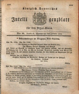 Königlich Bayerisches Intelligenzblatt für den Rezat-Kreis (Ansbacher Intelligenz-Zeitung) Mittwoch 28. Oktober 1835