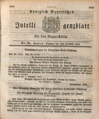 Königlich Bayerisches Intelligenzblatt für den Rezat-Kreis (Ansbacher Intelligenz-Zeitung) Samstag 5. Dezember 1835