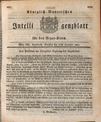 Königlich Bayerisches Intelligenzblatt für den Rezat-Kreis (Ansbacher Intelligenz-Zeitung) Samstag 19. Dezember 1835