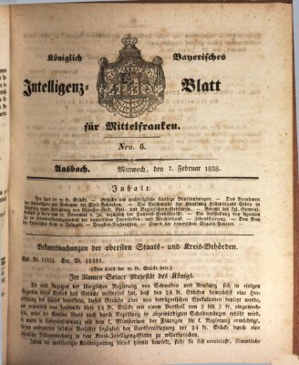 Königlich Bayerisches Intelligenzblatt für Mittelfranken (Ansbacher Intelligenz-Zeitung) Mittwoch 7. Februar 1838