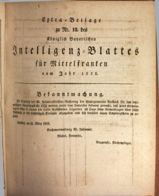 Königlich Bayerisches Intelligenzblatt für Mittelfranken (Ansbacher Intelligenz-Zeitung) Mittwoch 21. März 1838