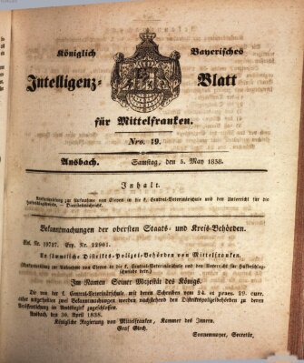 Königlich Bayerisches Intelligenzblatt für Mittelfranken (Ansbacher Intelligenz-Zeitung) Samstag 5. Mai 1838