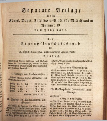 Königlich Bayerisches Intelligenzblatt für Mittelfranken (Ansbacher Intelligenz-Zeitung) Samstag 18. August 1838