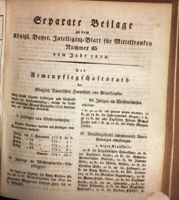 Königlich Bayerisches Intelligenzblatt für Mittelfranken (Ansbacher Intelligenz-Zeitung) Samstag 13. Oktober 1838