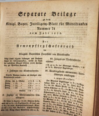 Königlich Bayerisches Intelligenzblatt für Mittelfranken (Ansbacher Intelligenz-Zeitung) Mittwoch 14. November 1838