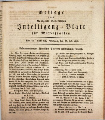 Königlich Bayerisches Intelligenzblatt für Mittelfranken (Ansbacher Intelligenz-Zeitung) Mittwoch 25. Juli 1838