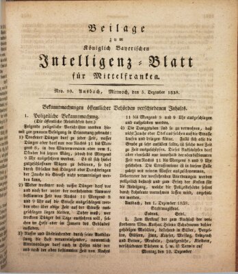 Königlich Bayerisches Intelligenzblatt für Mittelfranken (Ansbacher Intelligenz-Zeitung) Mittwoch 5. Dezember 1838