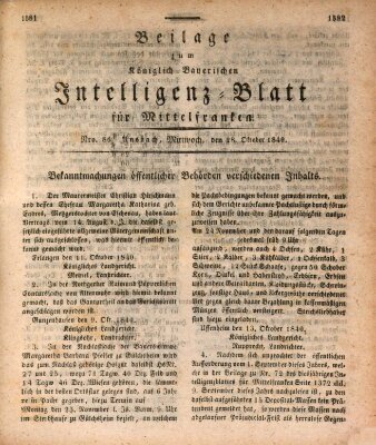 Königlich Bayerisches Intelligenzblatt für Mittelfranken (Ansbacher Intelligenz-Zeitung) Mittwoch 28. Oktober 1840