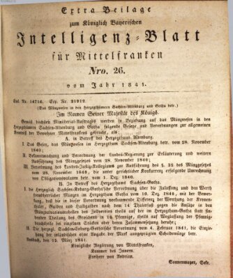 Königlich Bayerisches Intelligenzblatt für Mittelfranken (Ansbacher Intelligenz-Zeitung) Mittwoch 31. März 1841