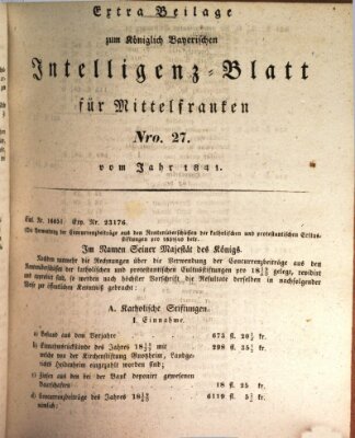 Königlich Bayerisches Intelligenzblatt für Mittelfranken (Ansbacher Intelligenz-Zeitung) Samstag 3. April 1841