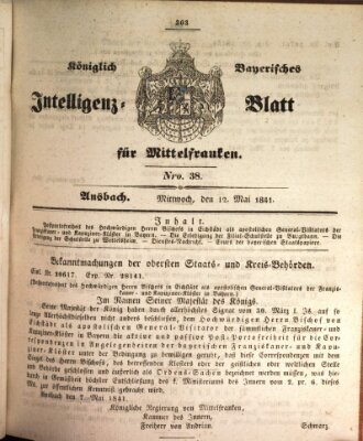 Königlich Bayerisches Intelligenzblatt für Mittelfranken (Ansbacher Intelligenz-Zeitung) Mittwoch 12. Mai 1841