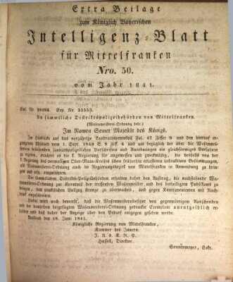 Königlich Bayerisches Intelligenzblatt für Mittelfranken (Ansbacher Intelligenz-Zeitung) Mittwoch 23. Juni 1841