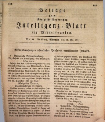 Königlich Bayerisches Intelligenzblatt für Mittelfranken (Ansbacher Intelligenz-Zeitung) Mittwoch 12. Mai 1841