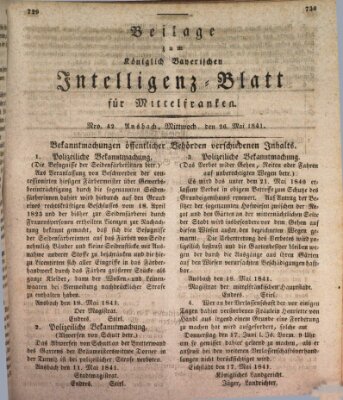 Königlich Bayerisches Intelligenzblatt für Mittelfranken (Ansbacher Intelligenz-Zeitung) Mittwoch 26. Mai 1841