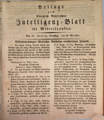 Königlich Bayerisches Intelligenzblatt für Mittelfranken (Ansbacher Intelligenz-Zeitung) Samstag 29. Mai 1841